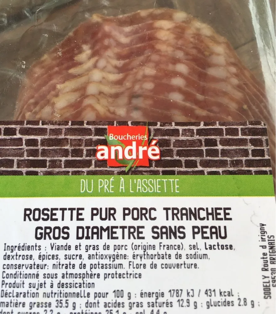 Rosette pur porc tranchée gros diametre sans peau