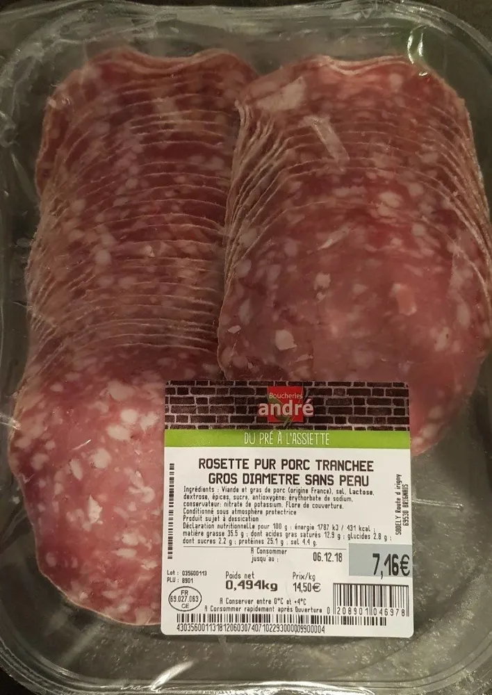 Rosette pur porc tranchée sans peau