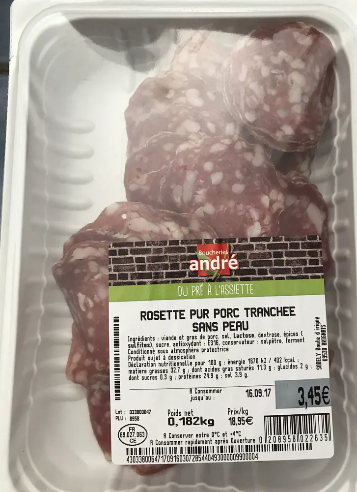 Rosette Pur Porc Tranchée sans Peau