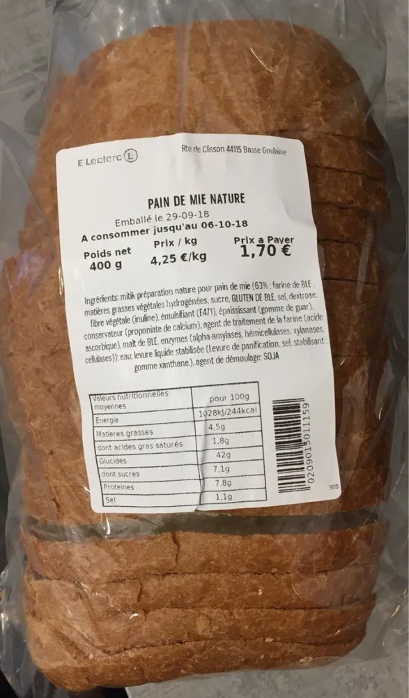 Pain de mie nature