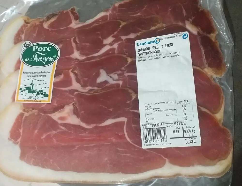 Jambon sec 7 mois aveyronnais
