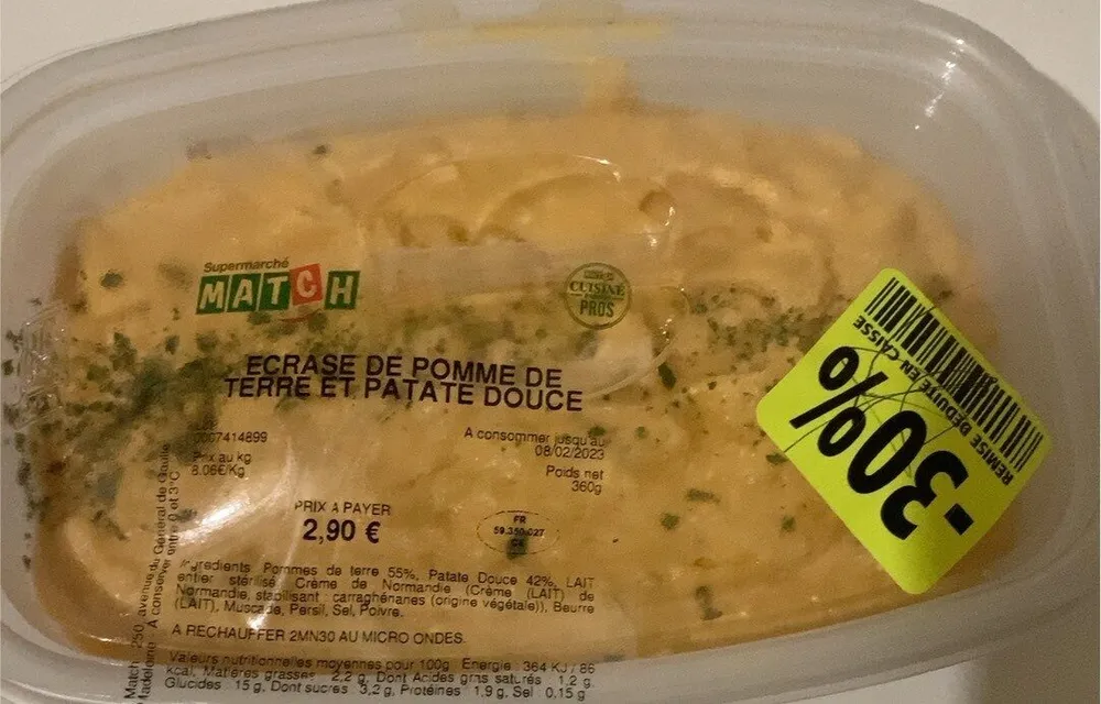 Écrasé de pommes de terre et patate douce