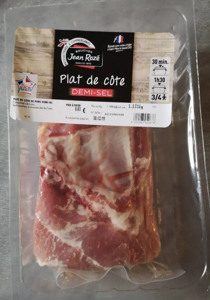 Plat de côte demi-sel