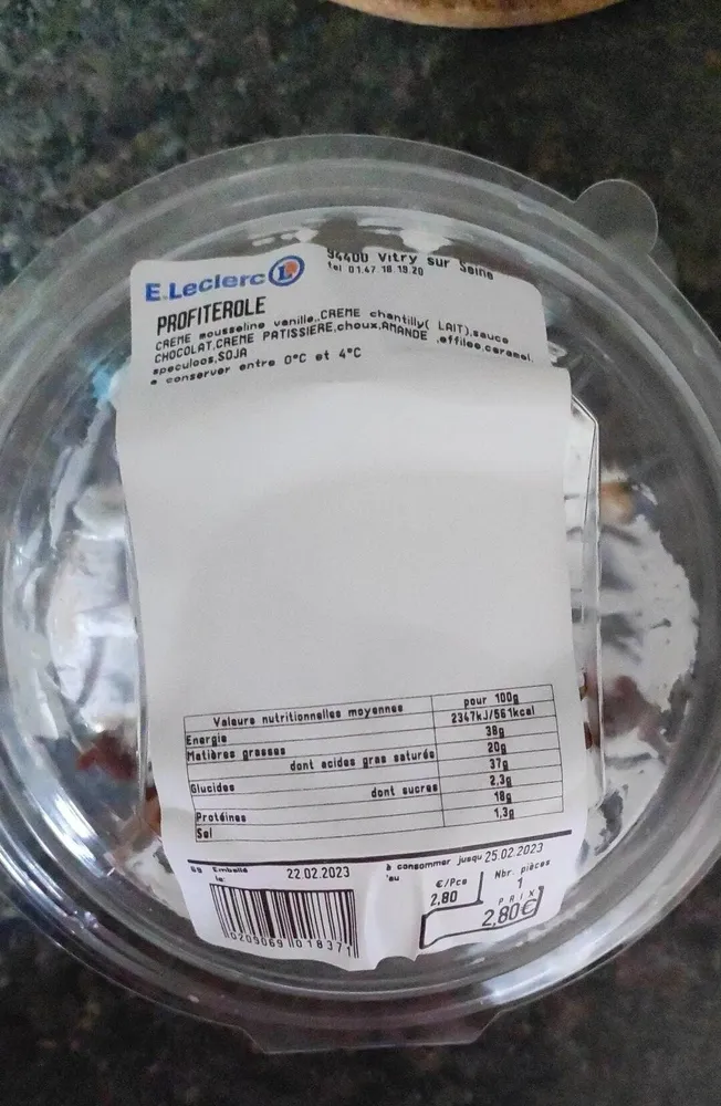 Profiterole Leclerc Rayon Pâtisserie