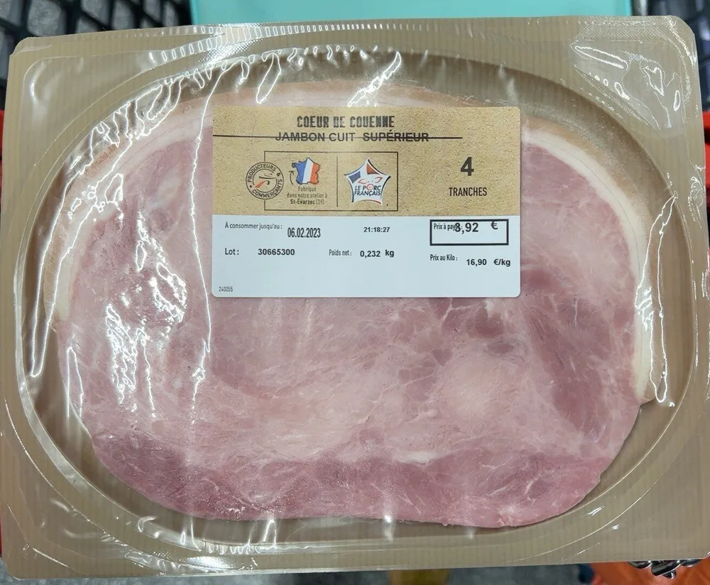Cœur de couenne Jambon cuit supérieur
