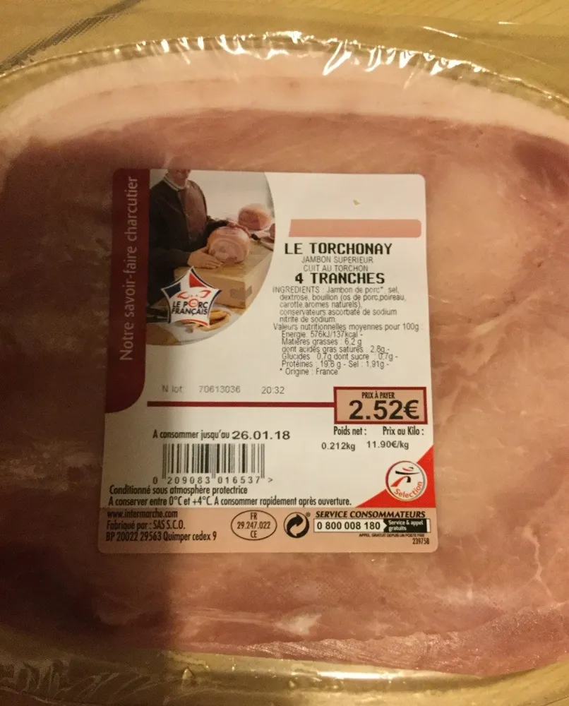 Jambon superieur cuit au torchon Le Torchonay