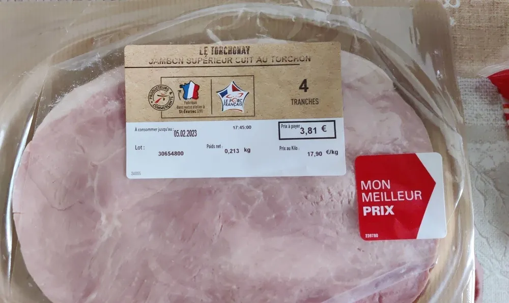 Jambon supérieur cuit au torchon
