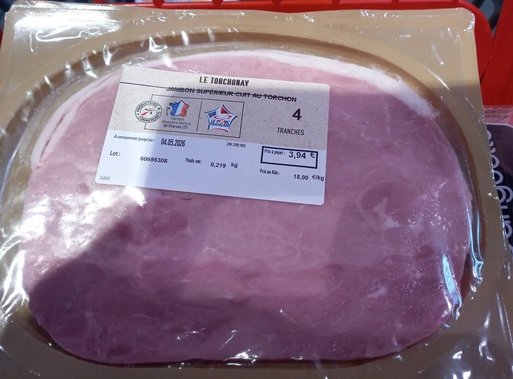 Jambon supérieur cuit au torchon