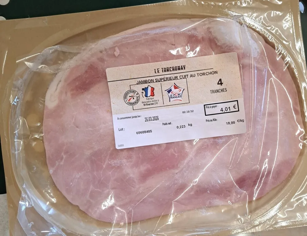 Jambon supérieur cuit au jambon