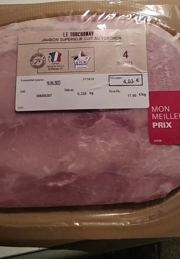 Jambon supérieur cuit au torchon