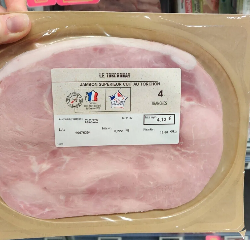 Jambon supérieur cuit au torchon