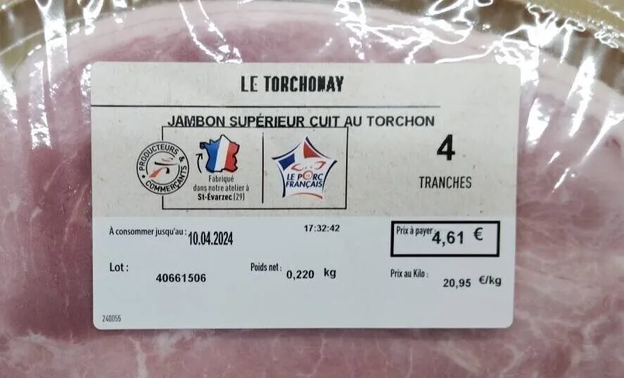 Jambon supérieur cuit au torchon