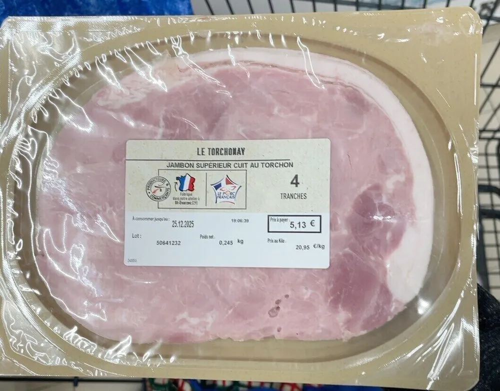 Jambon supérieur, cuit au torchon