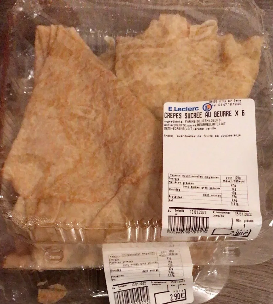 Crepes sucree au beurre