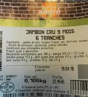 Jambon cru 9 mois 6 tranches