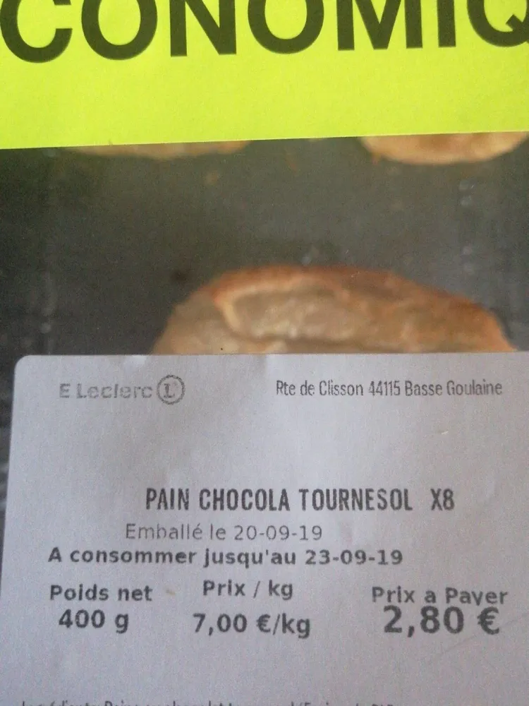 Pain au chocolat tournesol *8 E'leclerc