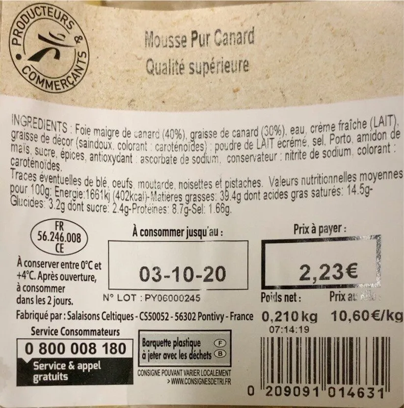 Mousse Pur Canard Qualité Supé