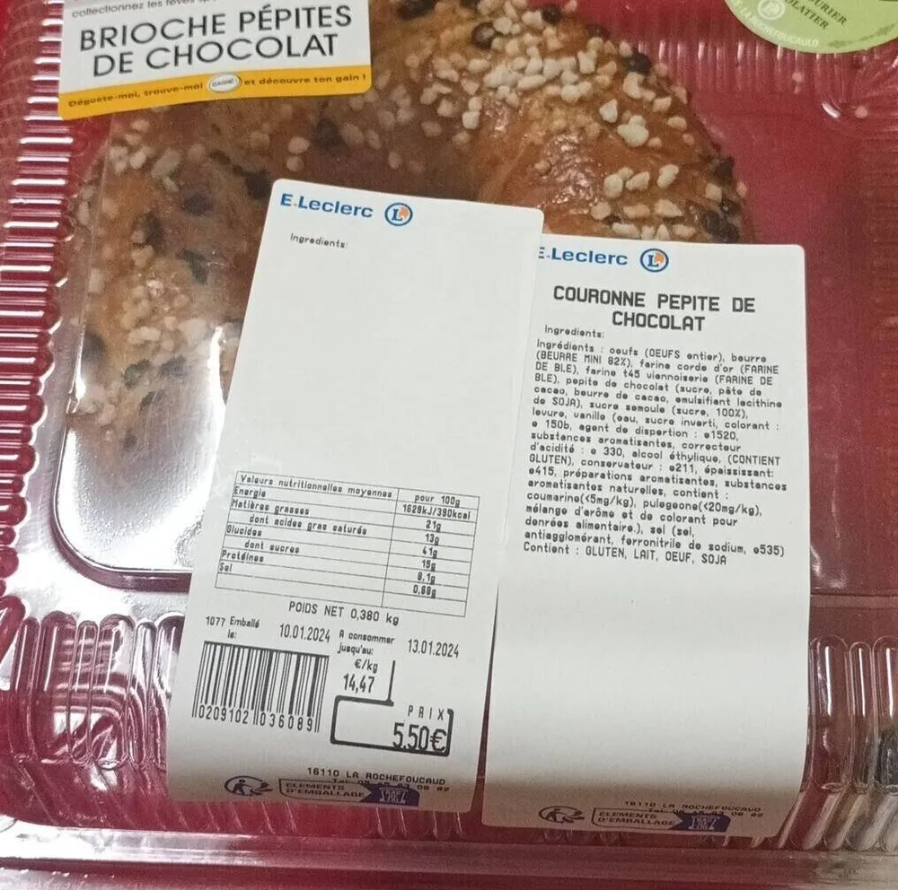Couronne aux pépites de chocolat