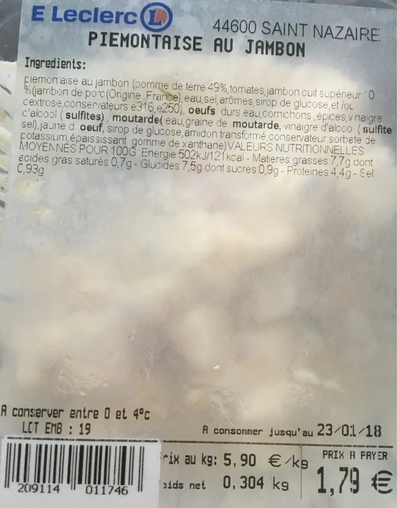 Piemontaise au jambon