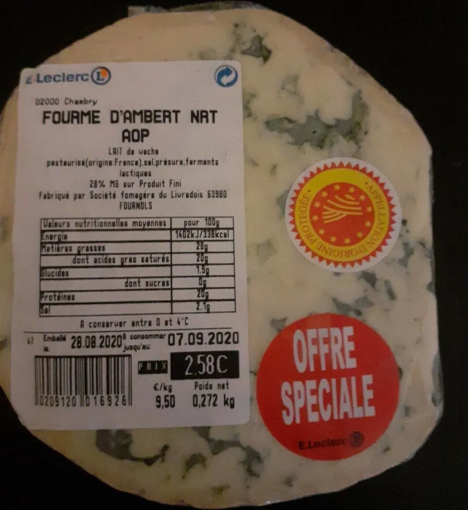 Fourme d'ambert nrt aop