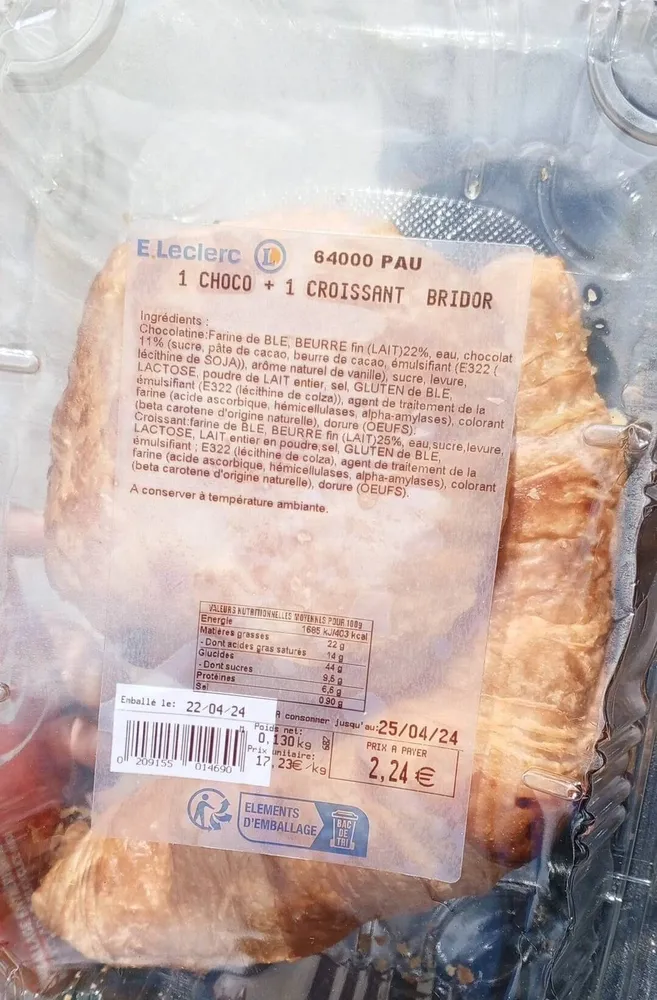 1 Choco + 1 croissant bridor
