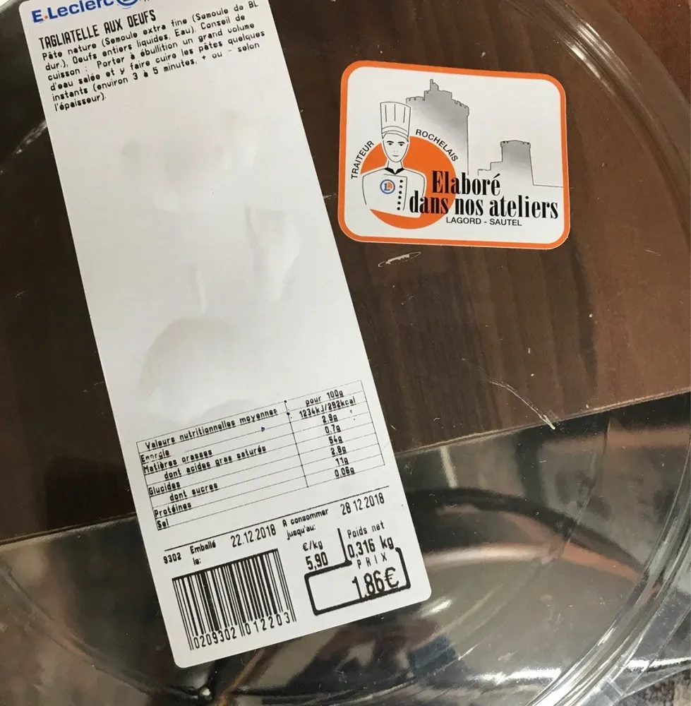 Taglatelle aux oeufs