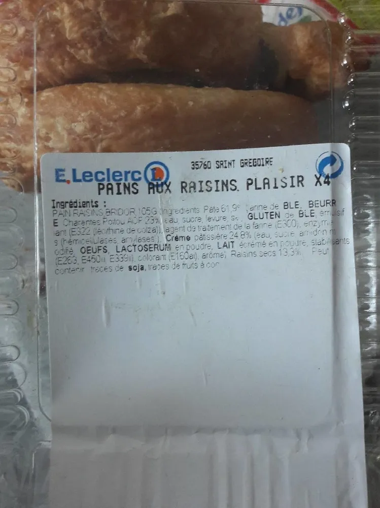 Pain au raisin leclerc