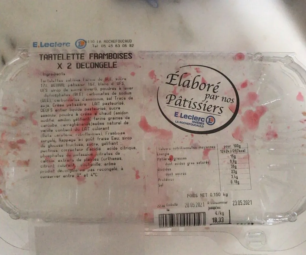 Tartelettes framboises x2 décongelées