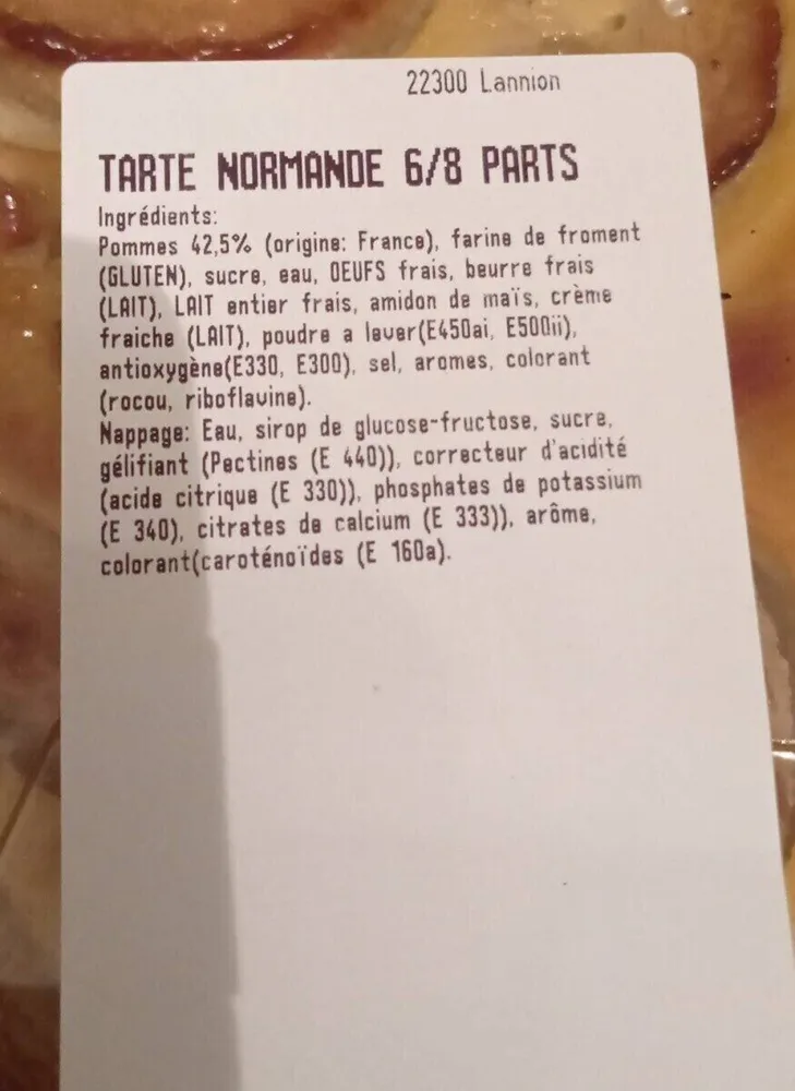 Tarte normande 6/8 parts Leclerc