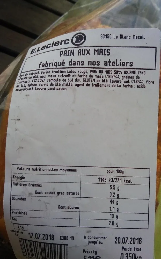 Pain aux maïs