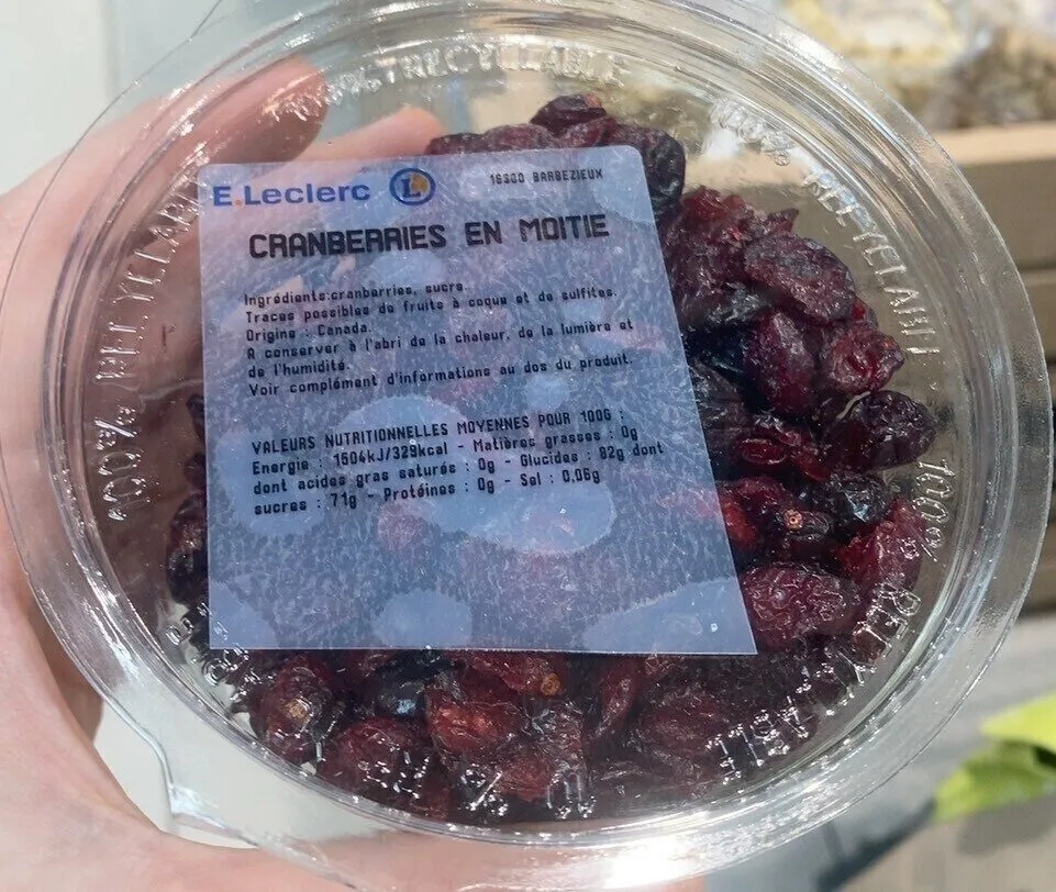 Cranberry en moitie