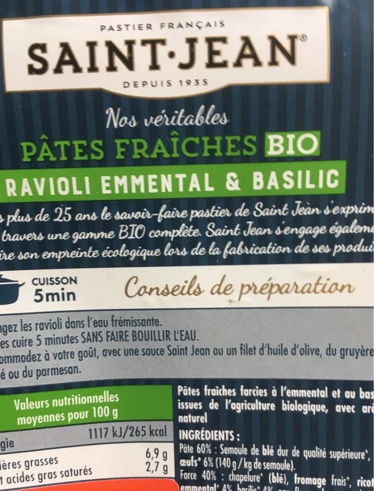 Pates fraiches emmental & basilic