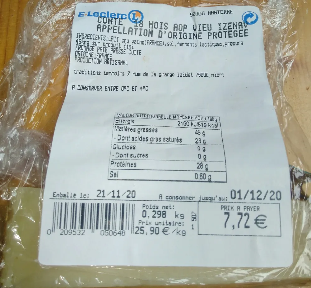 Comté 18 mois AOP Vieu Izenav