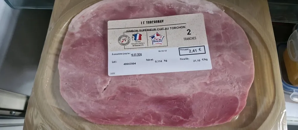 Jambon supérieur cuit au torchon
