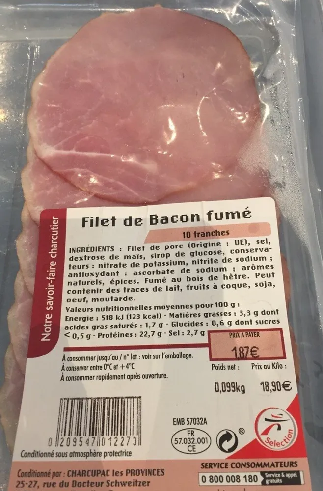 Filet de bacon fumé