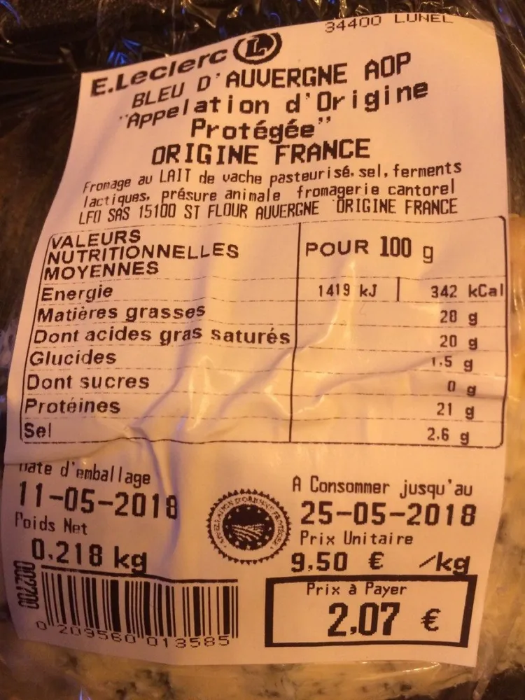 Bleu d auvergne aop