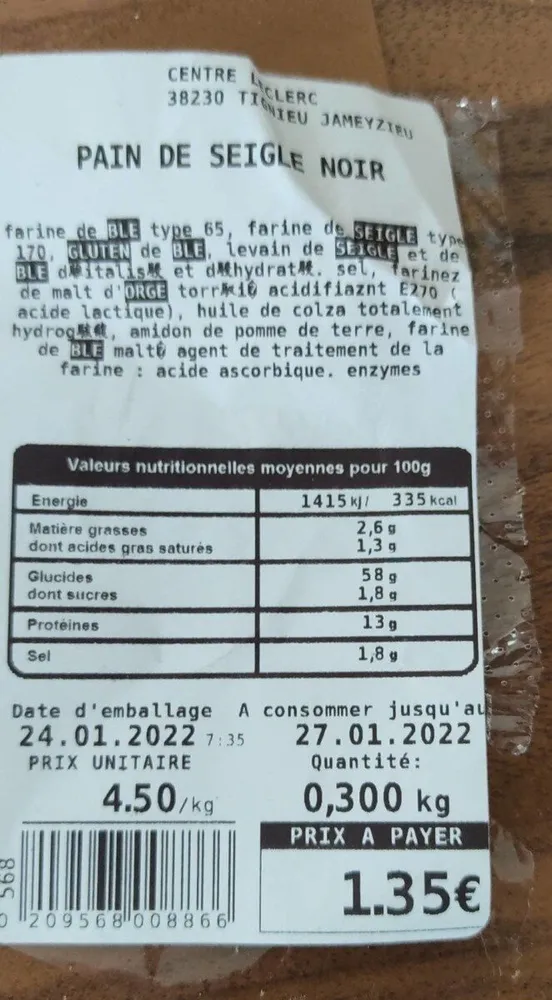 Pain de seigle noir