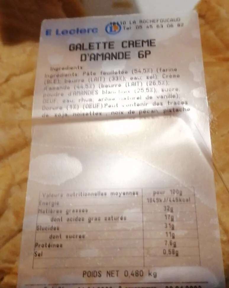 Galette crème d'amande