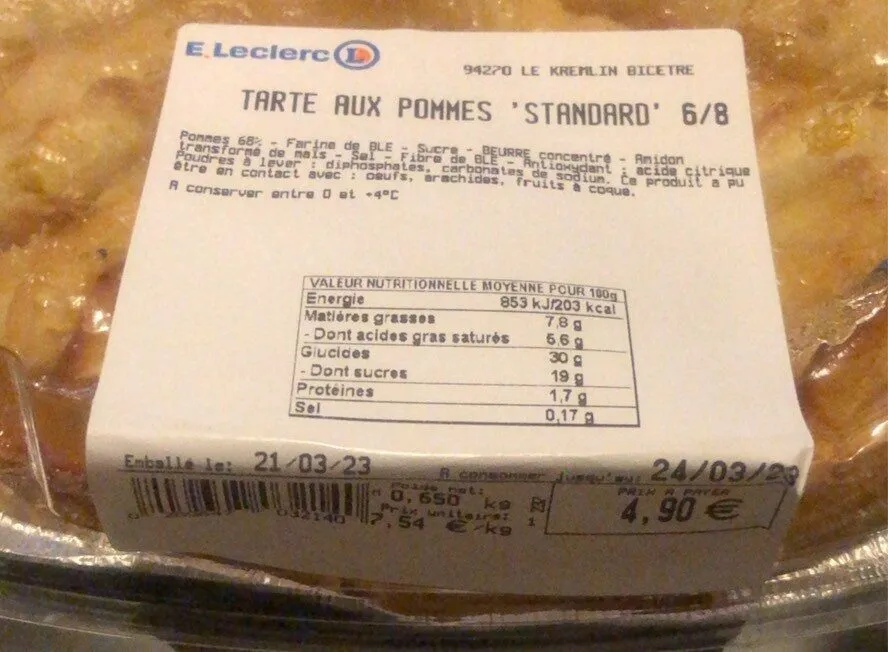 Tartes aux pommes standard