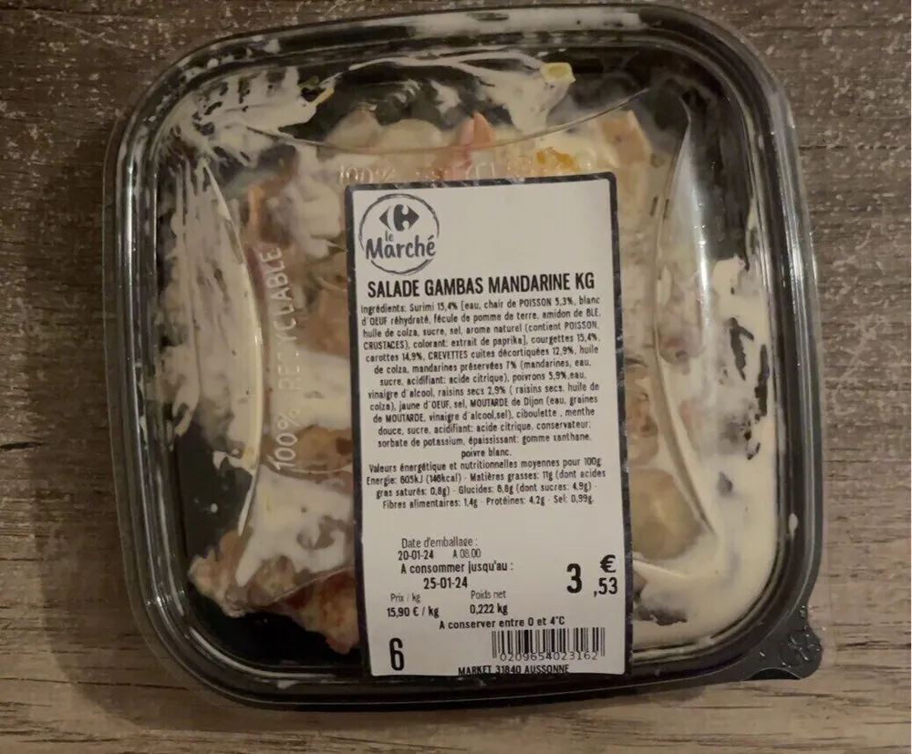 Salade gambas mandarine