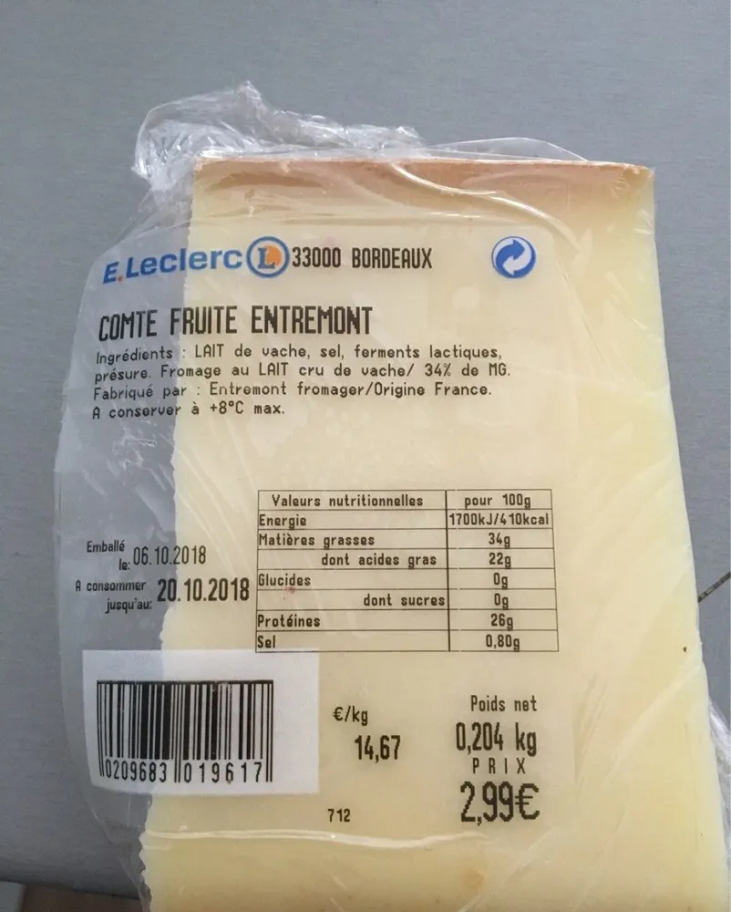 Comte fruite entremont