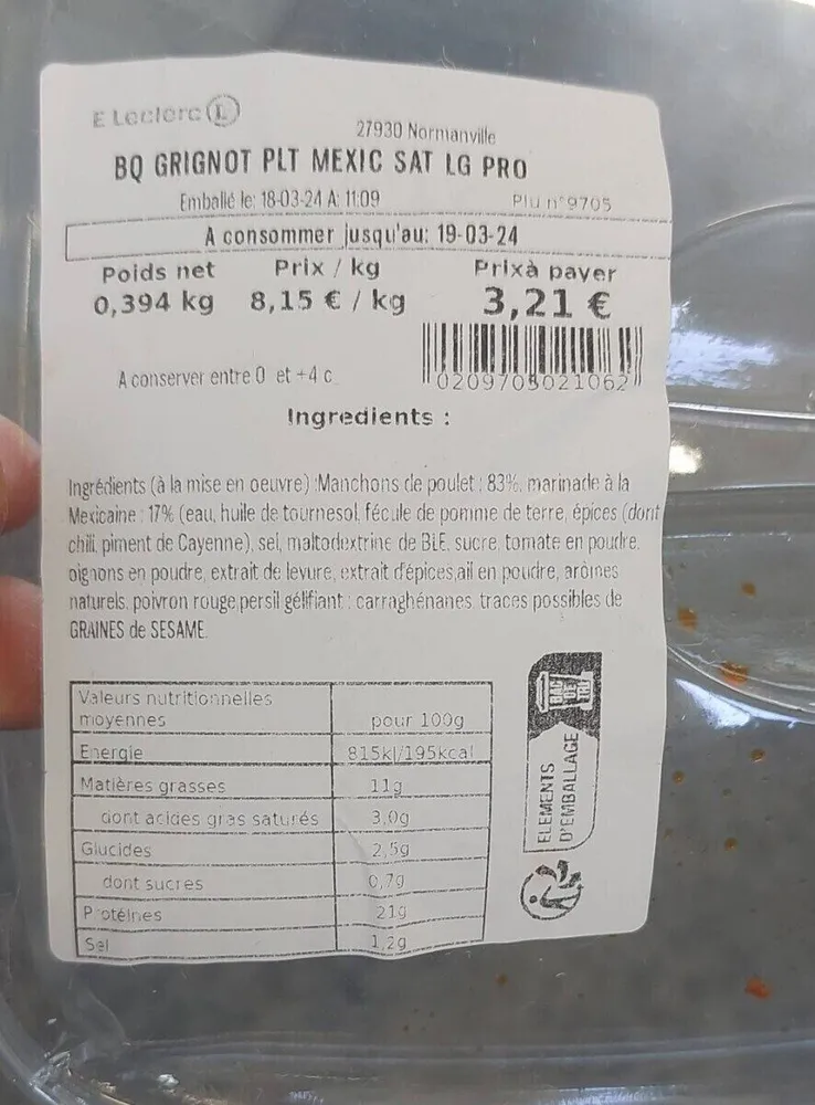 Grignot poulet mexic sat LG pro