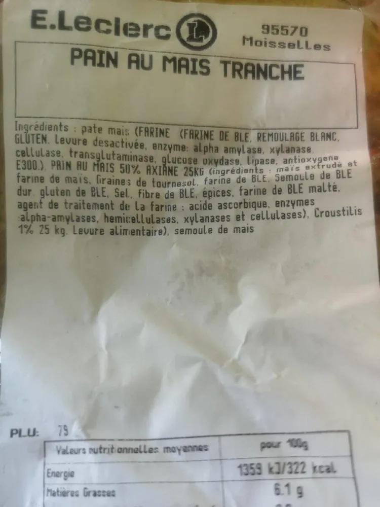 Pain au maïs tranché Leclerc