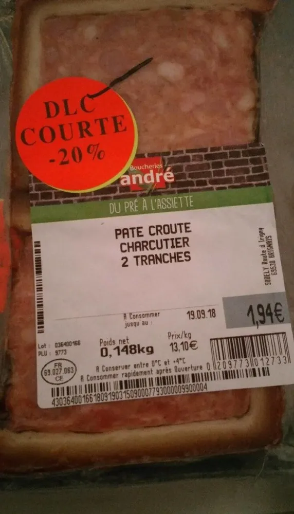 Pâté croûte charcutier  2 Tranches