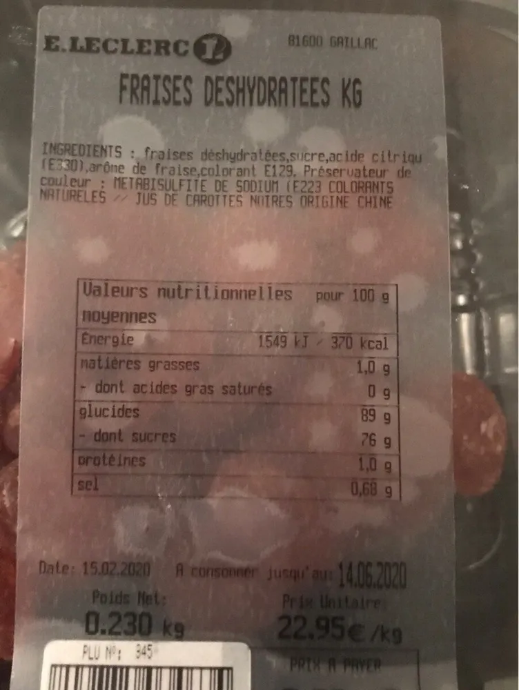 Fraise deshydratees