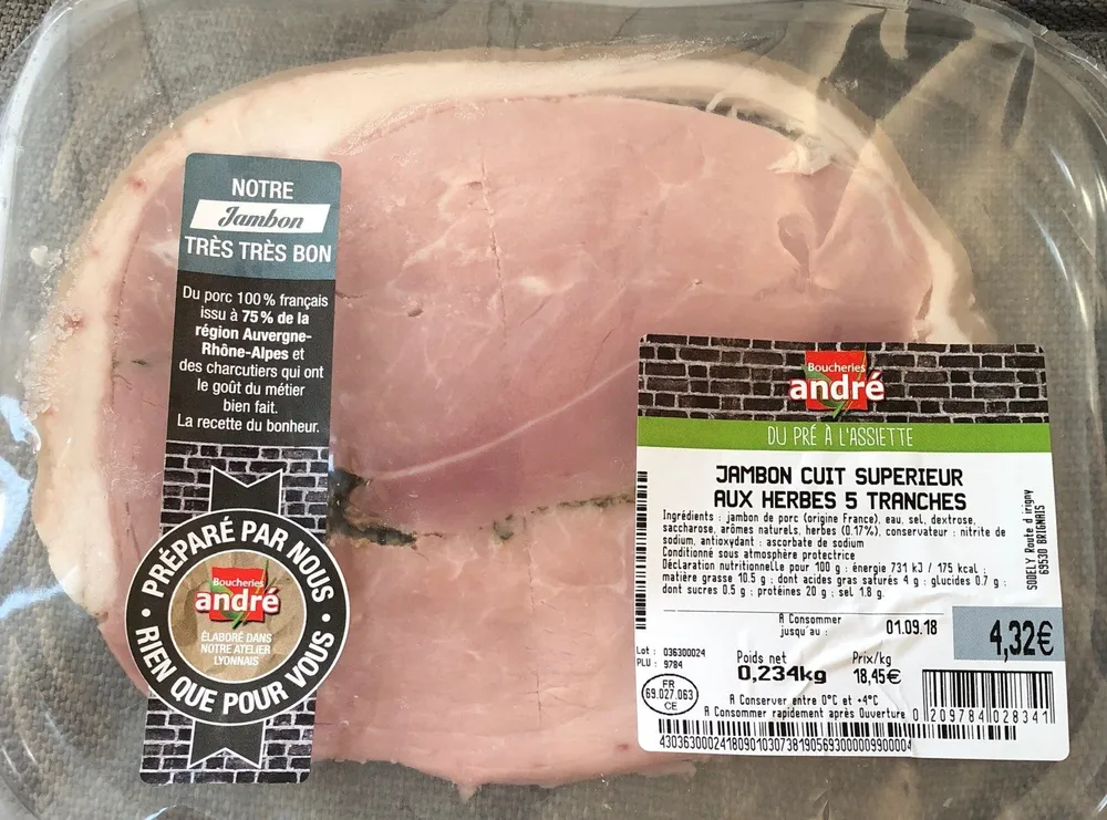 Jambon cuit supérieur aux herbes