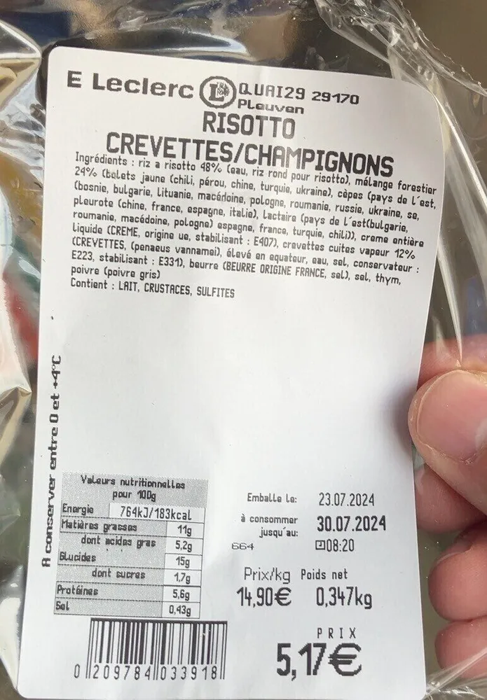 Risotto crevettes champignons