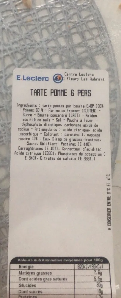 Tarte pomme 6 pers