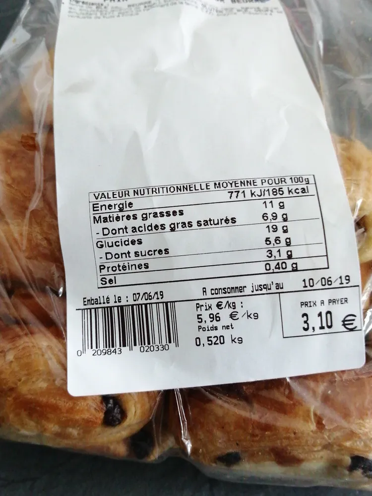 Pain au chocolat pur beurre
