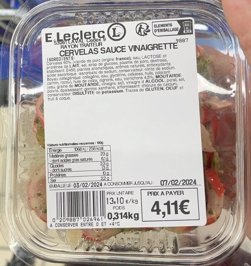 Cervelas sauce vinaigrette